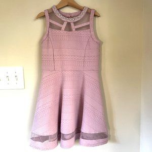 Children's Place Sleeveless Pearl Embellished Jacquard Dress, Pink, Size 7-8